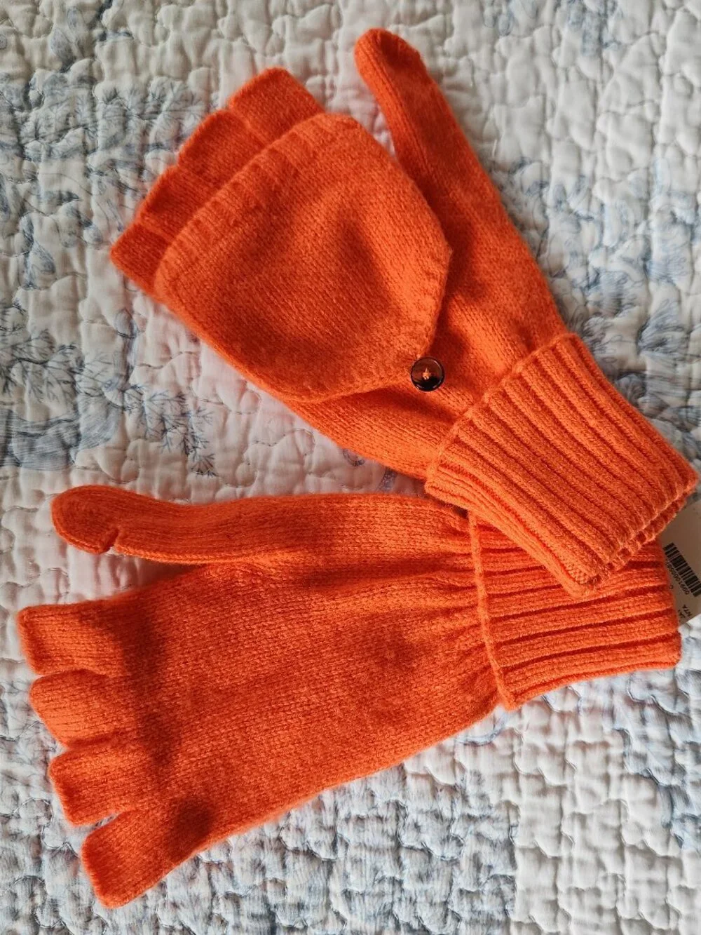 NWT Cozy & Convenient: J.Crew Orange Knit Mitten Gloves (One Size)